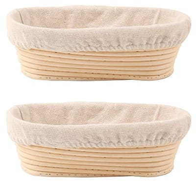 Set van 2 Ovale Banneton 10 inch Brooddeeg Mand voor Proeven en Rijzen