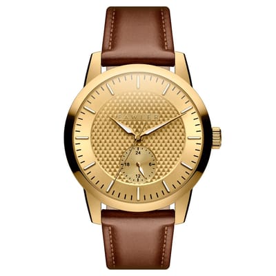 Dayton | Goudkleurig Roestvrijstalen Horloge met Gouden Getextureerde Wijzerplaat