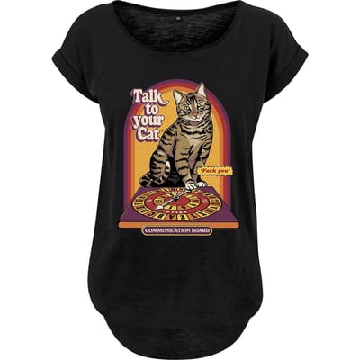 Steven Rhodes - Fun T-shirt - Talk to Your Cat - L tot 5XL - voor Vrouwen - zwart