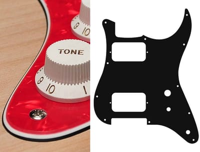 Boston ST-331-PR pickguard, Stallion, HH, 2 pot holes, toggle switch, 3 ply, pearl red