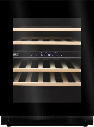 Boretti MLWC82ZGZW Wijnklimaatkast inbouw 82cm onderbouw, 2 temp.zones, Deurh. 745mm t.b.v. greepl. keukens, zwart glas