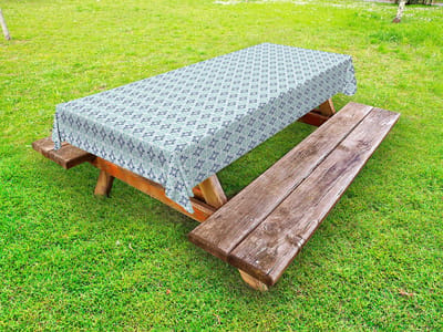 ABAKUHAUS Marokkaans buitentafelkleed, mediterrane tinten, decoratief wasbaar picknicktafelkleed, 145 x 210 cm, Bleek Teal donkerblauw