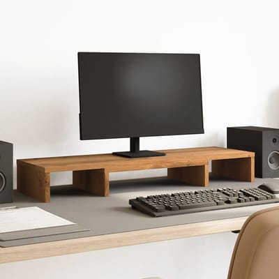 vidaXL - Monitorstandaard - verstelbaar - 80x24x10,5cm - hout - artisanaal - eiken