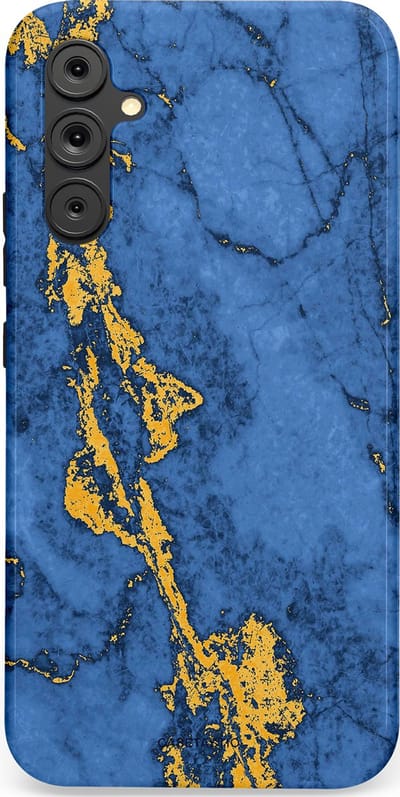 Casetastic hoesje geschikt voor Samsung Galaxy A34 (2023) 5G - Dubbellaagse bescherming - Koninklijk Marmer - Fashion Case - Blauw Goud