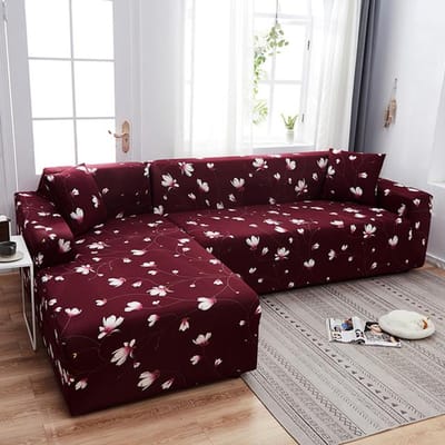 Housse de canapé florale en forme de L, protection de canapé, Anti-poussière, élastique, extensible, pour canapé d'angle 4-Seat 235-300cm 1PC