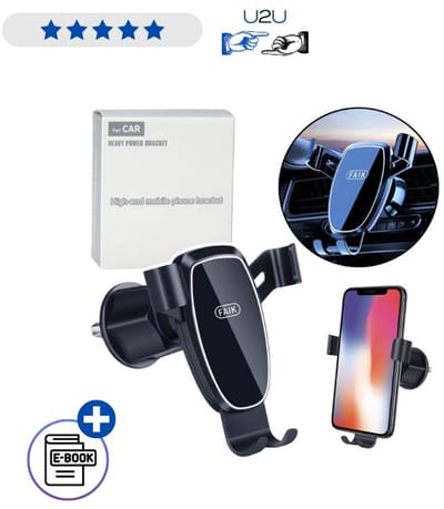 Gravity Auto Telefoonhouder Voor Ventilatierooster 360° Draaibaar Zwart Universeel Met Ebook