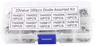 Dailygoods - Diode Assortiment Kit - 100 Stuks - Hoogwaardige Rectifier Diodes - Transparante Opbergdoos - Verwisselbare Waarden - Geschikt voor Elekt...