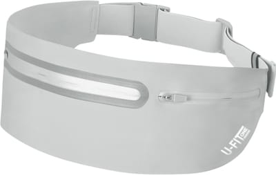 U Fit One Running Belt - Hardloopriem - Verstelbaar - Waterafstotend - Smartphone Houder - Reflectie Strip - 60 tot 116 cm - Licht Grijs