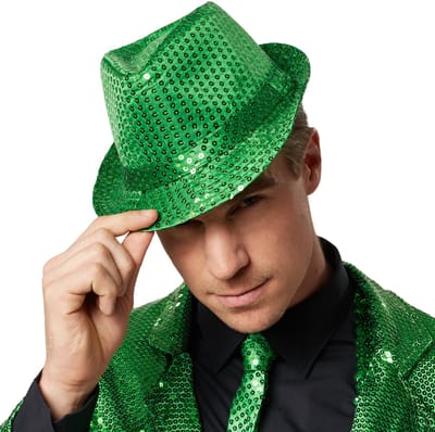 dressforfun - Partyhoed met pailletten groen - verkleedkleding kostuum halloween verkleden feestkleding carnavalskleding carnaval feestkledij partykleding - 304578
