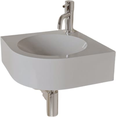 AquaVik Fonteinset Kvart Hoekfontein Keramisch Wit Chroom Kraan 30x30x10cm