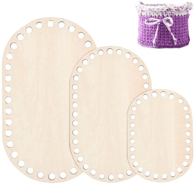 longziming -3-delige Set Ovale Houten Bodems voor Haken – 30×20 cm, 25×15 cm, 15×10 cm – Stevig Massief Hout voor Gehaakte Tassen, Manden en DIY Projecten