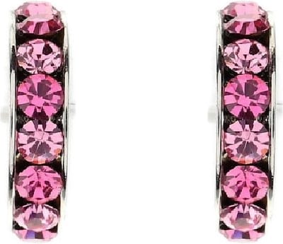 Behave - Oorstekers - Zilverkleur met roze kristal - Elegant - 1.1 cm
