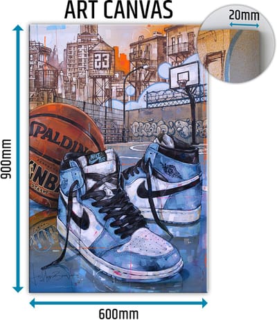 Sneaker canvas basketball university blue 60x90 cm