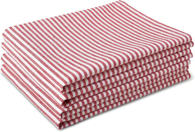 XO Keukendoek om te koken, katoenen handdoek voor het drogen van gerechten, 70 x 45 cm, theedoeken, zeer absorberend voor het reinigen en drogen van borden en glazen, tikkend rood (set van 4