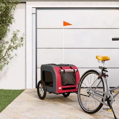 Fietskar voor honden - Huisdier trolley - Comfortabel reizen - Waterdichte hoes - 125 cm lengte - Rood grijs