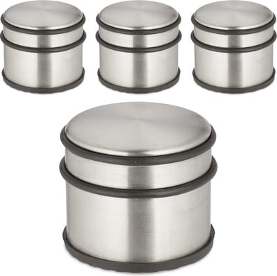 deurstopper rvs - set van 4 - 7,5 x 9 cm - zilver-zwart