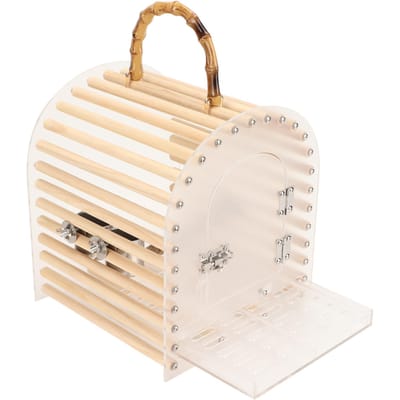Cage à oiseaux portable anti-évasion à arc circulaire petite transparente en acrylique transporteur de voyage pour oiseaux
