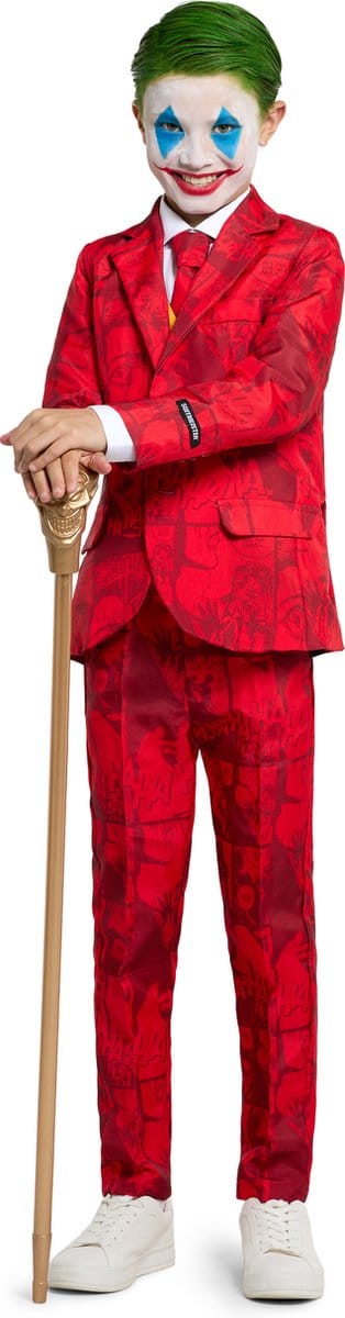 Suitmeister Joker Kostuum - Jongens Pak - Halloween Kostuum - Verkleedkleding - Batman DC Comics - Rood - 4-6 jaar - Maat S