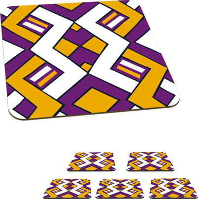 Onderzetters voor glazen - Design - Lijn - Retro - 10x10 cm - Glasonderzetters - 6 stuks