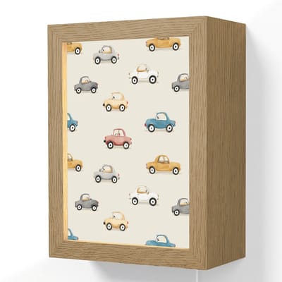 Wandlamp 15x20 cm - Oplaadbaar - Kleurrijke - Retro - Autootjes - Wandlampen binnen woonkamer - Slaapkamer lamp met kabel - Decoratieve nachtlamp - Vloerlamp snoer