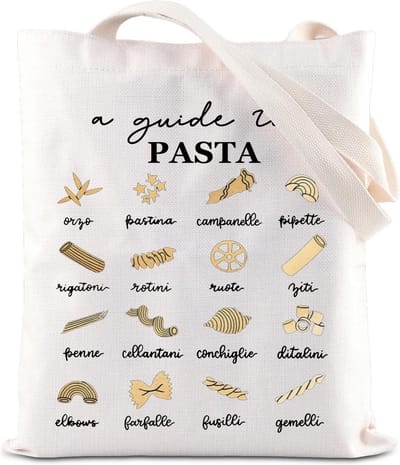 Stevige Katoenen Tote Bag met Italiaanse Pastagids Print - Ideaal Cadeau voor Pastaliefhebbers