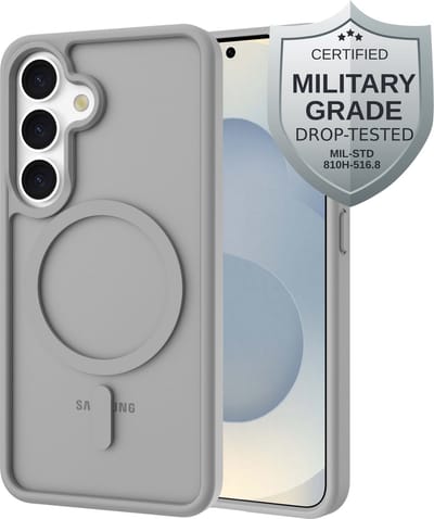 Cazy hoesje geschikt voor Samsung Galaxy S25 Plus Hoesje geschikt voor MagSafe - Military Grade Backcover - Grijs