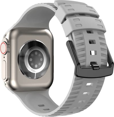 Siliconen bandje - geschikt voor Apple Watch series 1/2/3/4/5/6/7/8/9/10/11/ SE (1,2,3) / Ultra (1,2,3) met maat 44 mm / 45 mm / 46 mm / 49 mm - grijs
