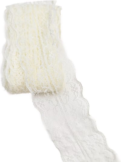BamBella ® - 5 meter Kant lint band 5/6 cm breed geen stretch gebroken wit voor naaien afwerk