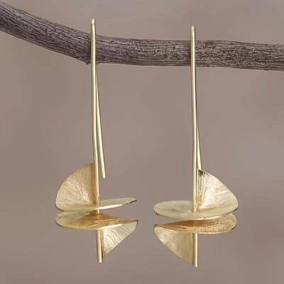 2 Stuks/Paren Mode Innovatie Eenvoudig Gouden Roterend Ontwerp Hangende Oorbellen Vintage Boheemse Sieraden gray
