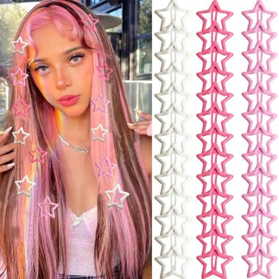 30 pièces Épingle à cheveux étoile couleur Mignon Y2k Dopamine Drip Pince Bb Pince pour frange latérale Épingle à cheveux Accessoires pour cheveux