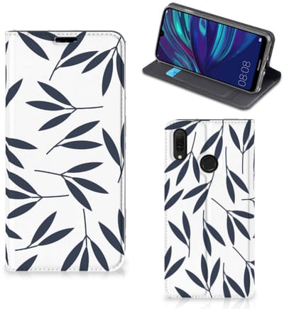 Huawei Y7 hoesje Y7 Pro (2019) Smart Cover Leaves Blue