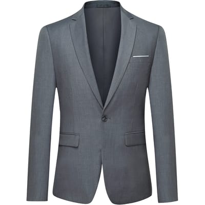 Donkergrijze casual blazer, slim-fit zakelijke blazer