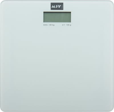 MSV Personen weegschaal - ivoor wit - glas - 30 x 30 cm - digitaal - personenweegschalen