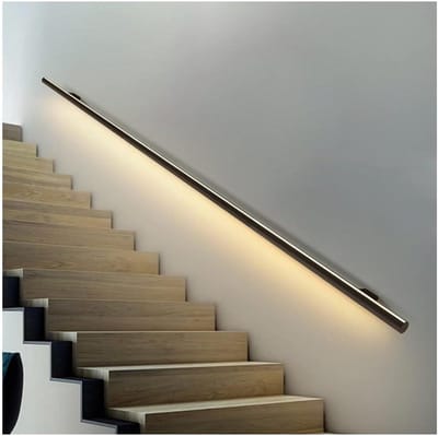 Aluminium Leuning met LED - Lichtgevende Trapleuning - Veilig Traplopen - Geïntegreerd LED-kanaal - 05 meter - Zwart