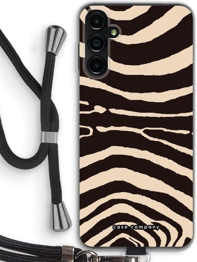 Case Company® - Hoesje met koord geschikt voor Samsung Galaxy A14 hoesje met Koord - Arizona Zebra - Telefoonhoesje met Zwart Koord - Bescherming aan alle Kanten en Over de Schermrand