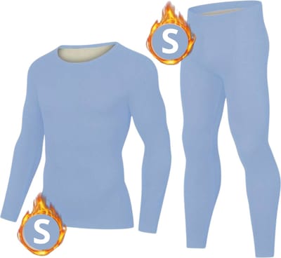 Bovista Thermokleding Set - Thermobroek - Thermoshirt - Thermo - Beenverwarmers - Voor Heren - Fleece - Broek + Shirt - Lichtblauw - Maat S