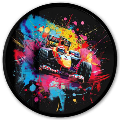 Poster in lijst Rond - Fotolijst 40x40 cm - Posters - Graffiti - Sport - Auto - Formule 1 - Autosport - Ronde posterlijst zwart - Decoratie - Wanddecoratie woonkamer - Muurdecoratie slaapkamer