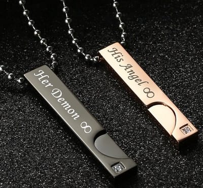 His Angel & Her Demon Hartjes Ketting Set voor Hem en Haar - Romantisch Liefdes Cadeau - Valentijnsdag - Valentijn Cadeautje voor Mannen