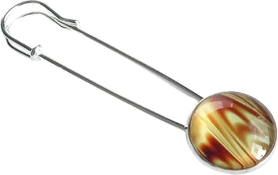 2 Love it Marble Fuego - Sjaalspeld - Vestsluiting - Lengte 8 cm - Bruin - Geel