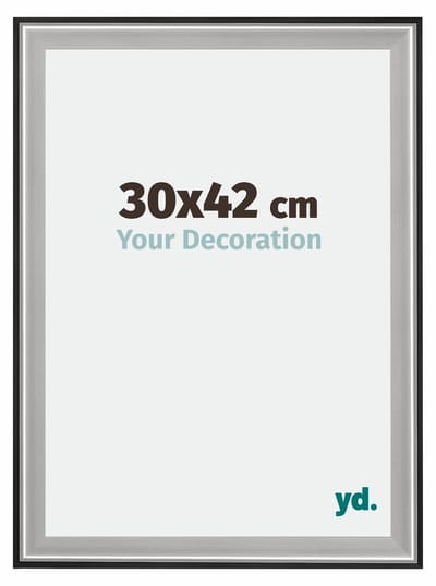 Your Decoration - Fotolijst 30x42 cm - Hout - Zwart Zilver Gepolijst - Birmingham