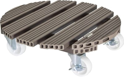 Planten Trolley Rond - Bloemenroller Verrijdbaar - Planten Verplaatsen - Weerbestendig FSC Composiet - Diameter 38.5 cm - taupe
