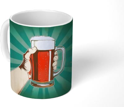 Mok - Koffiemok - Bierglas - Schuim - Retro - Groen - Mokken - 350 ML - Beker - Koffiemokken - Theemok