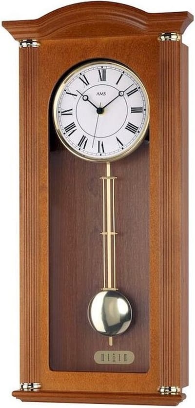 AMS wandklok prachtige houten radio controlled slinger klok-5014-9