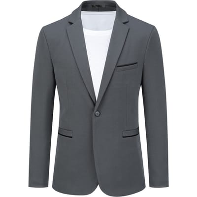 Heren colbert slim fit jas zakelijk dagelijks blazer grijs