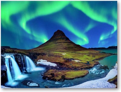 Noorderlicht - bij Kirkjufell in IJsland - 40x30 Canvas Liggend - Landschap - Sterren - Natuur