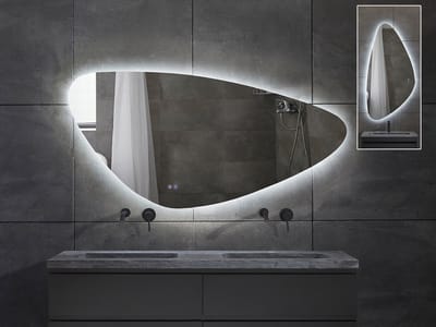 Mawialux LED Badkamerspiegel - Dimbaar - 160x79cm - Asymmetrisch - Horizontaal of verticaal ophangen - Verwarming - Touchscreen - Catina