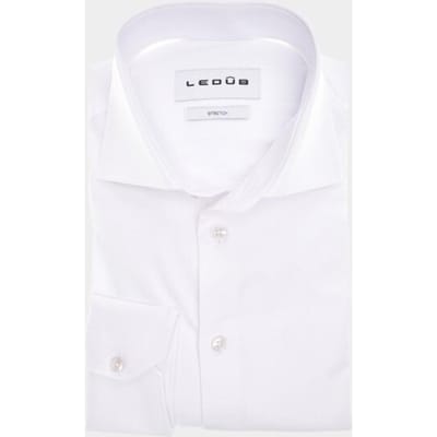 Ledub modern fit overhemd - popeline - wit - Strijkvriendelijk - Boordmaat: 38