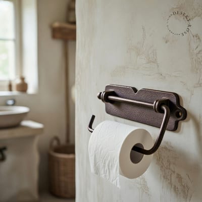 Toiletrolhouder antiek bruin gietijzer 16.5cm x 8cm - Landelijke badkamer - WC rol houder modern landelijk