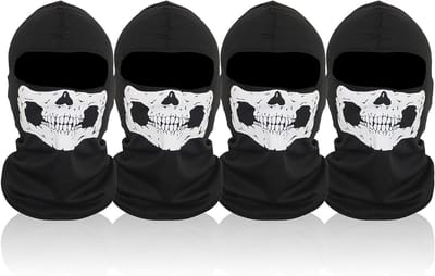 Titel: Allecto Plus - Skull Balaclava voor Skiën en Motorrijden - Ademend - Winddicht - Thermisch - Cosplay - Set van 4 stuks