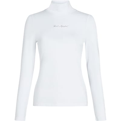 Karl Lagerfeld Mock Neck Signature Ls Top White Taglia: L | Maglie a manica lunga Outlet | Donna | Bianco
